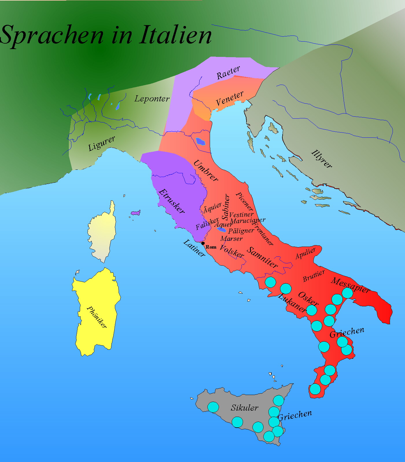 Karte der Völker des antiken Italiens