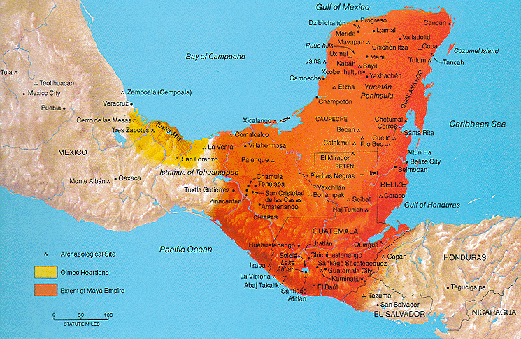 mapa arqueolgico de la pennsula de Yucatn